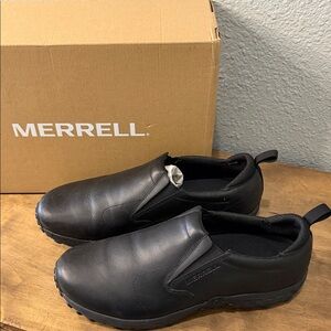 Merrell Men's Jungle Moc Black Leather Slip-On Casual Work Loafers size 11